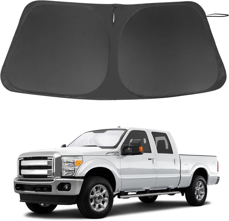 LHFLIVE Windshield Sun Shade Custom Fit for 2008-2016 Ford F250 F350 Super Duty 2Dr Regular Cab,4Dr Super Crew Cab,Super Cab Accessories Foldable Sunshade Keep Car Cooler - Image 1